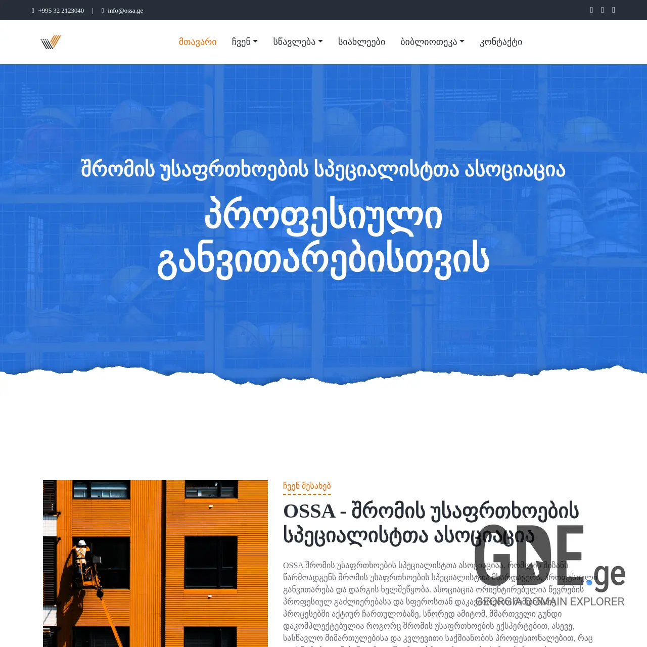 Screenshot of the site ossa.ge at 2026-03-28