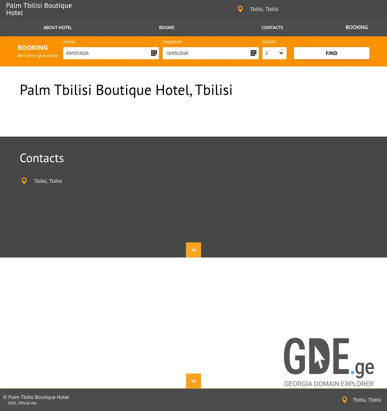 Screenshot of the site palmboutiquehotel.ge at 2026-05-09