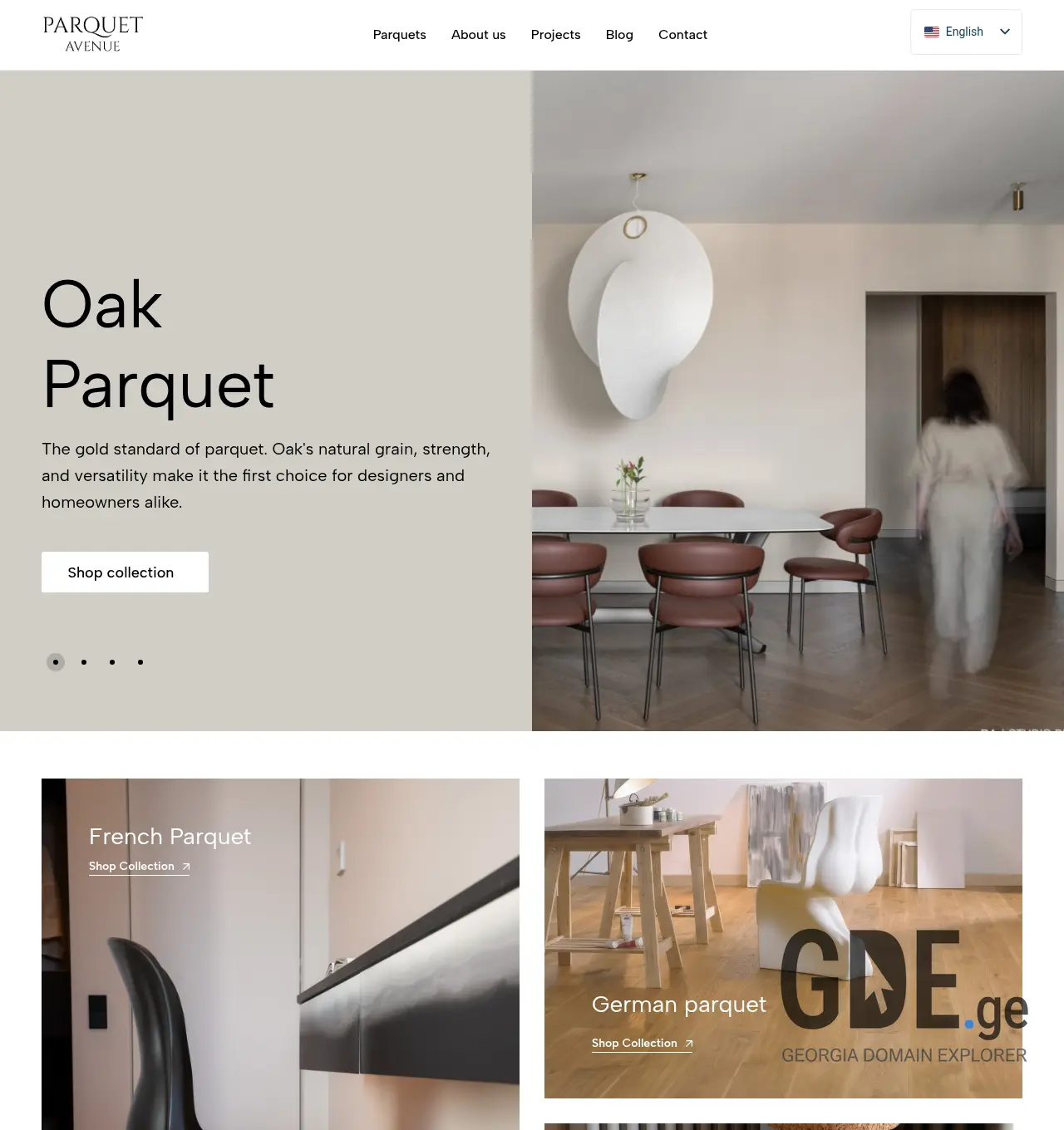 Screenshot of the site parquetavenue.ge at 2026-05-04