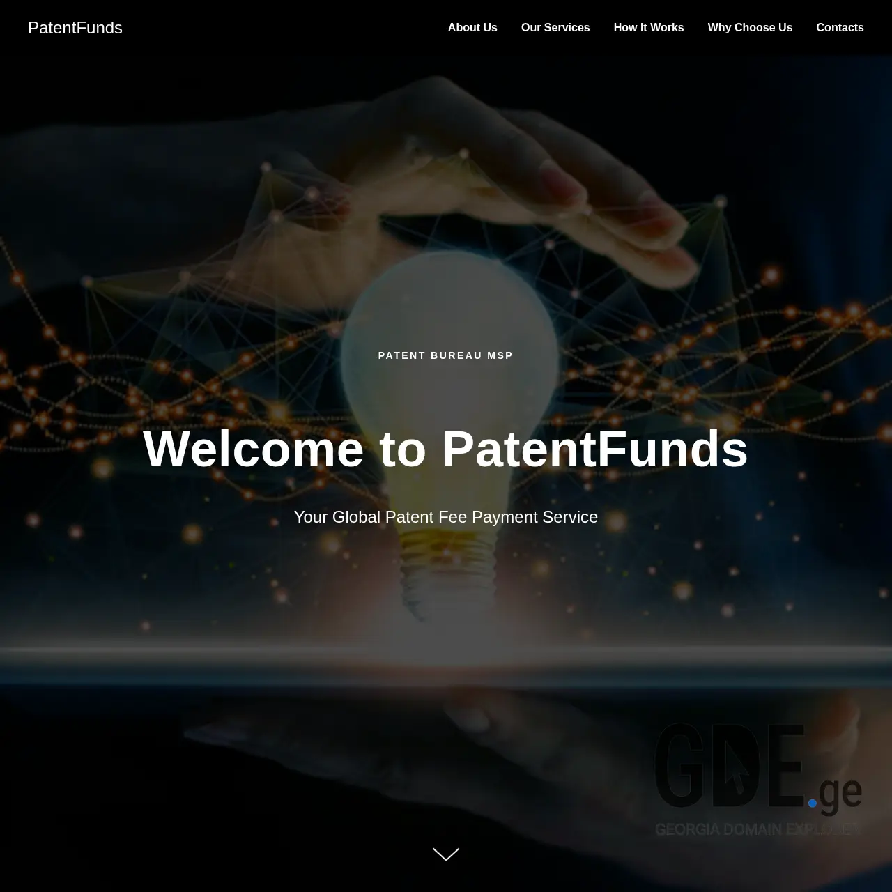 Screenshot of the site patentfunds.ge at 2026-03-28