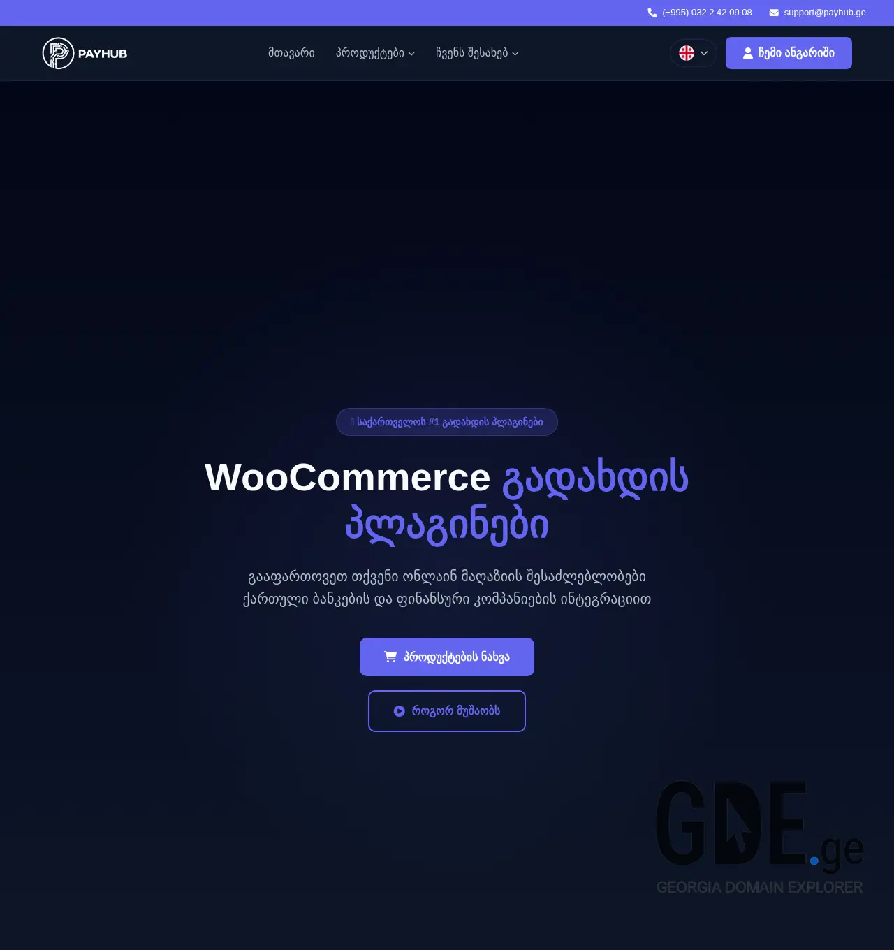 Screenshot of the site payhub.ge at 2026-05-08