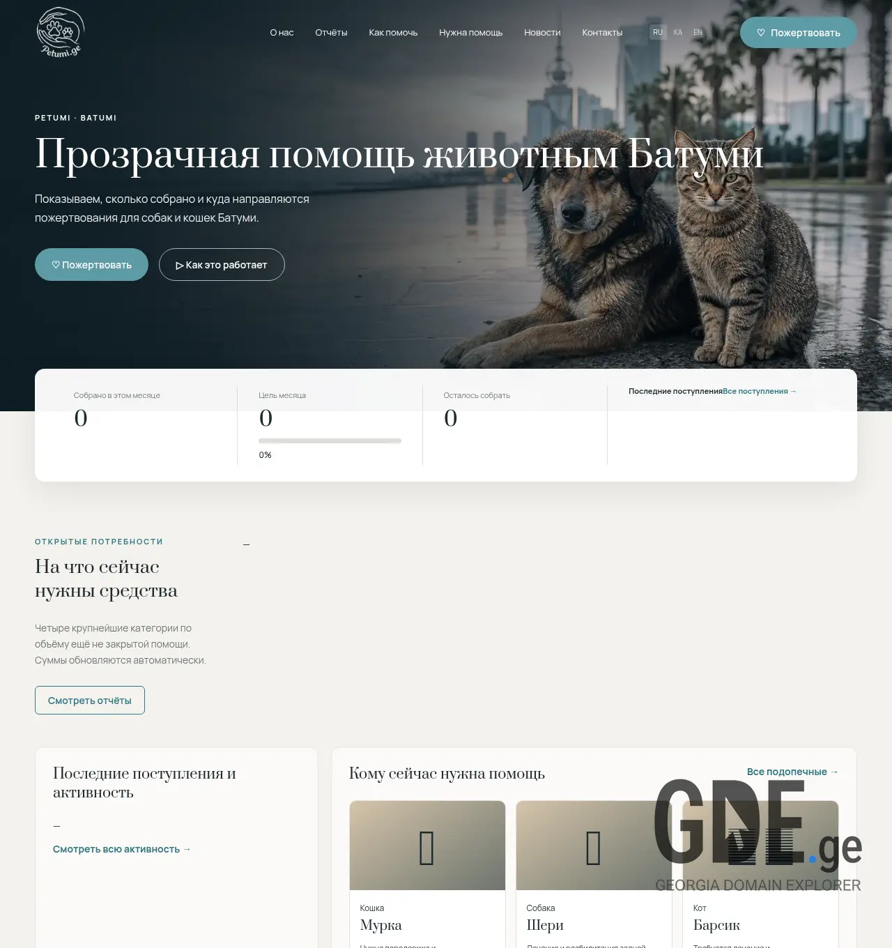 Screenshot of the site petumi.ge at 2026-07-21