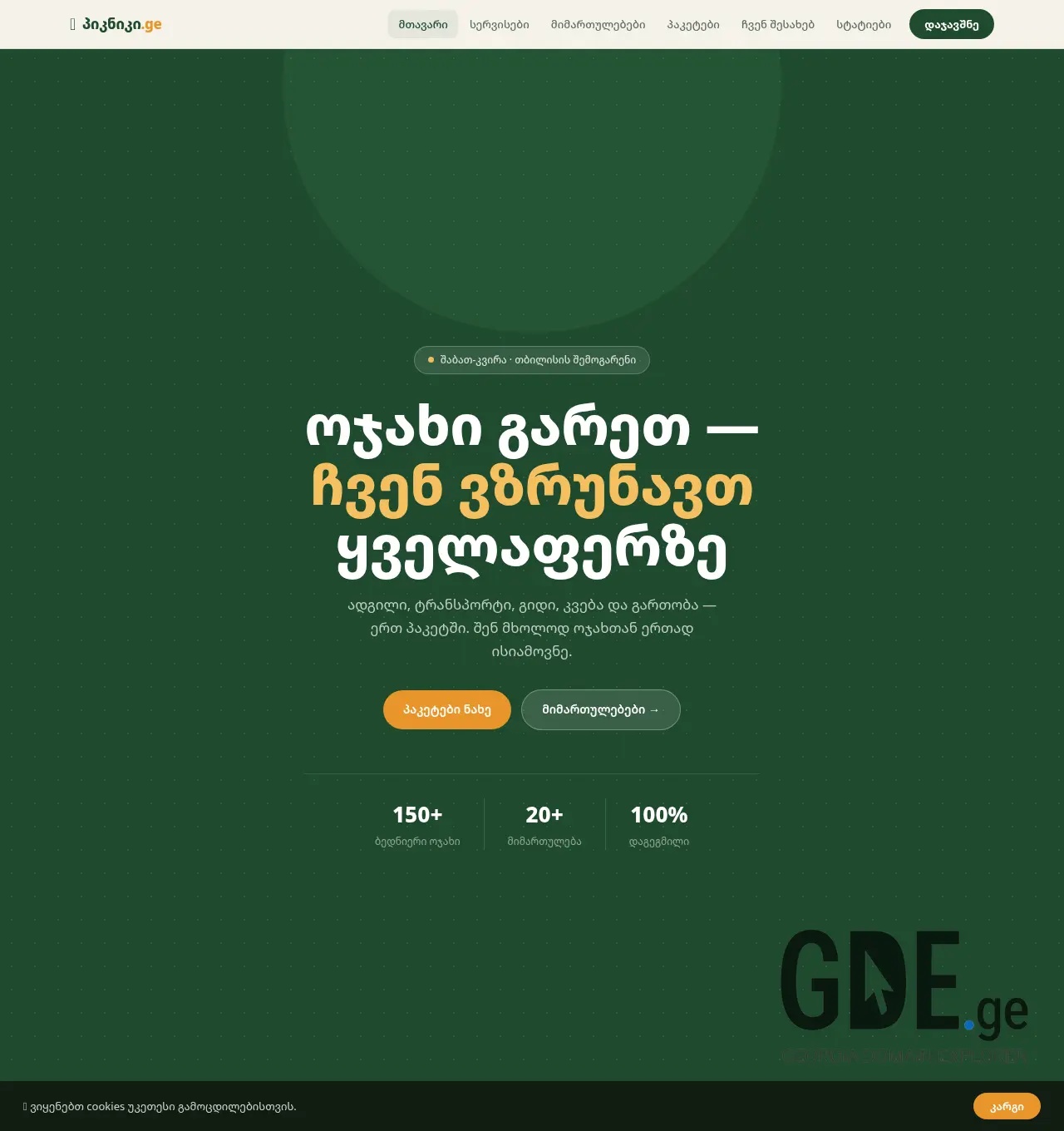 Screenshot of the site picniki.ge at 2026-05-23