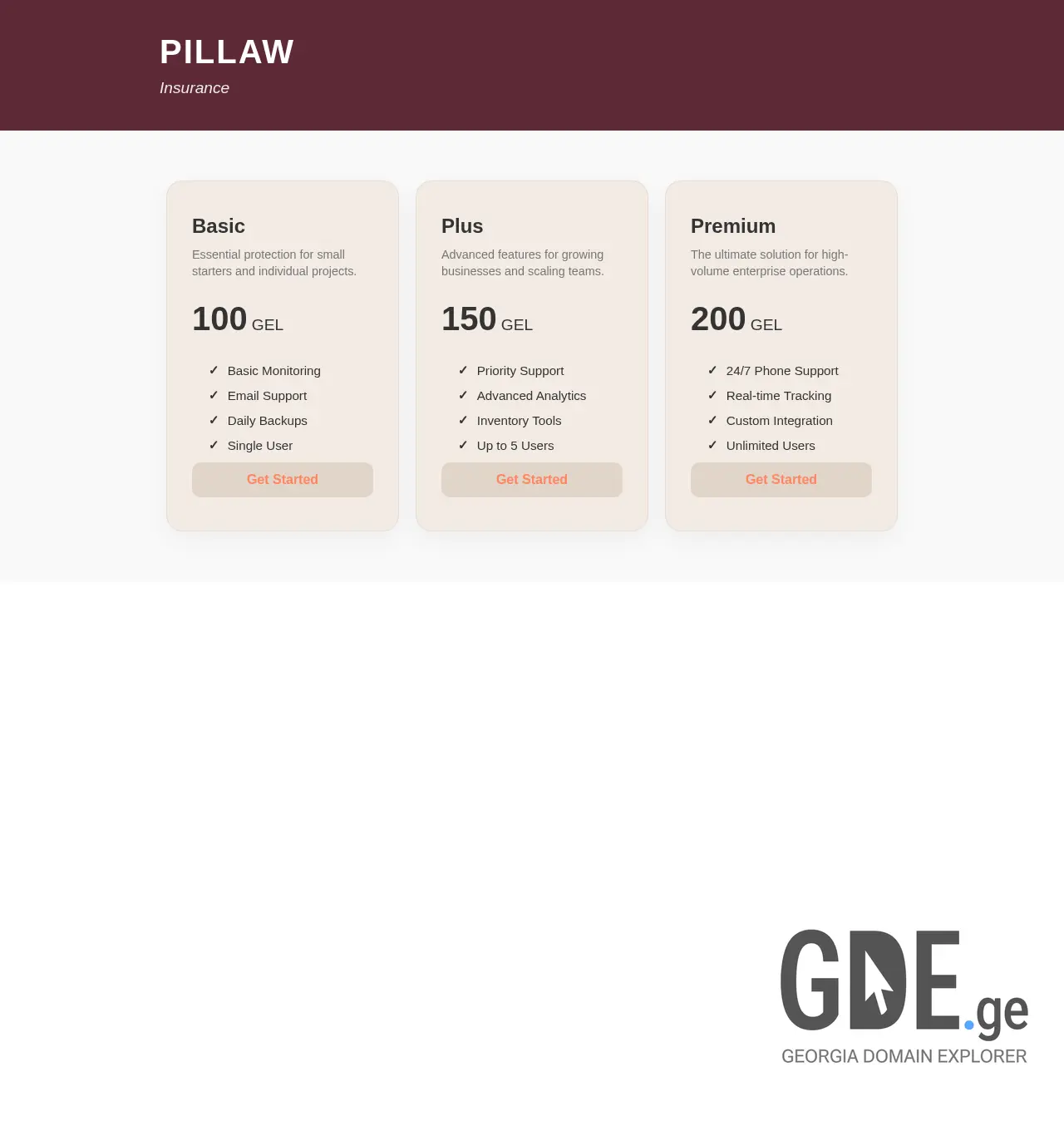 Screenshot of the site pillins.ge at 2026-06-27