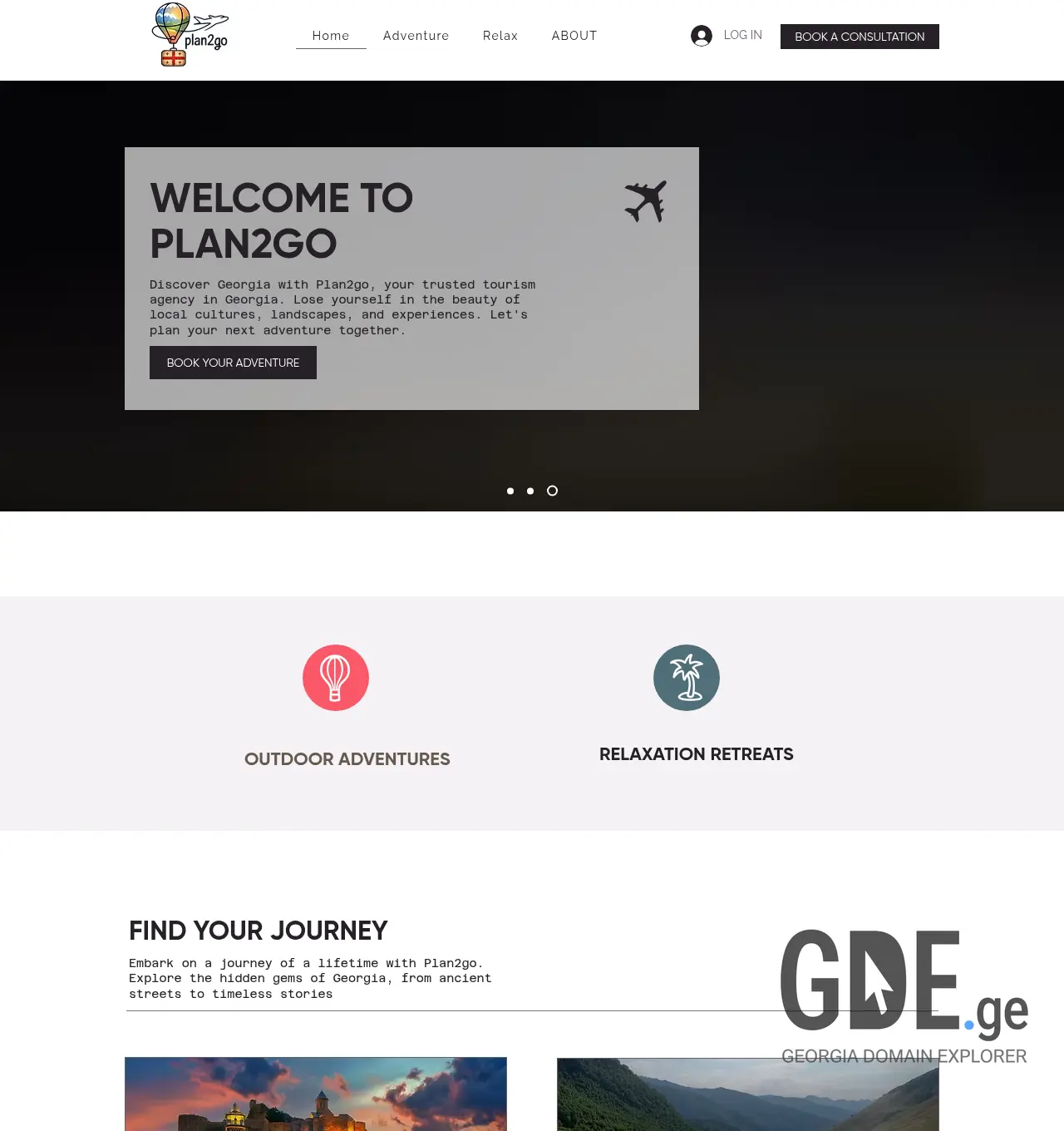 Screenshot of the site plan2go.ge at 2026-07-12