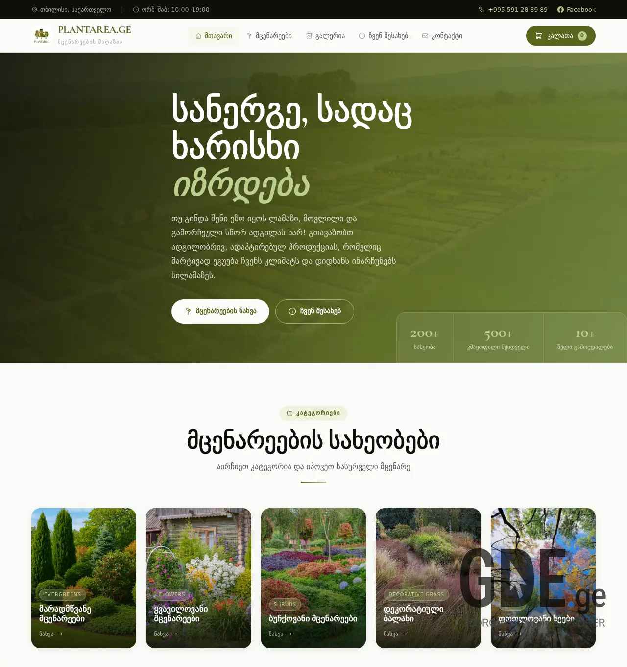 Screenshot of the site plantarea.ge at 2026-05-10