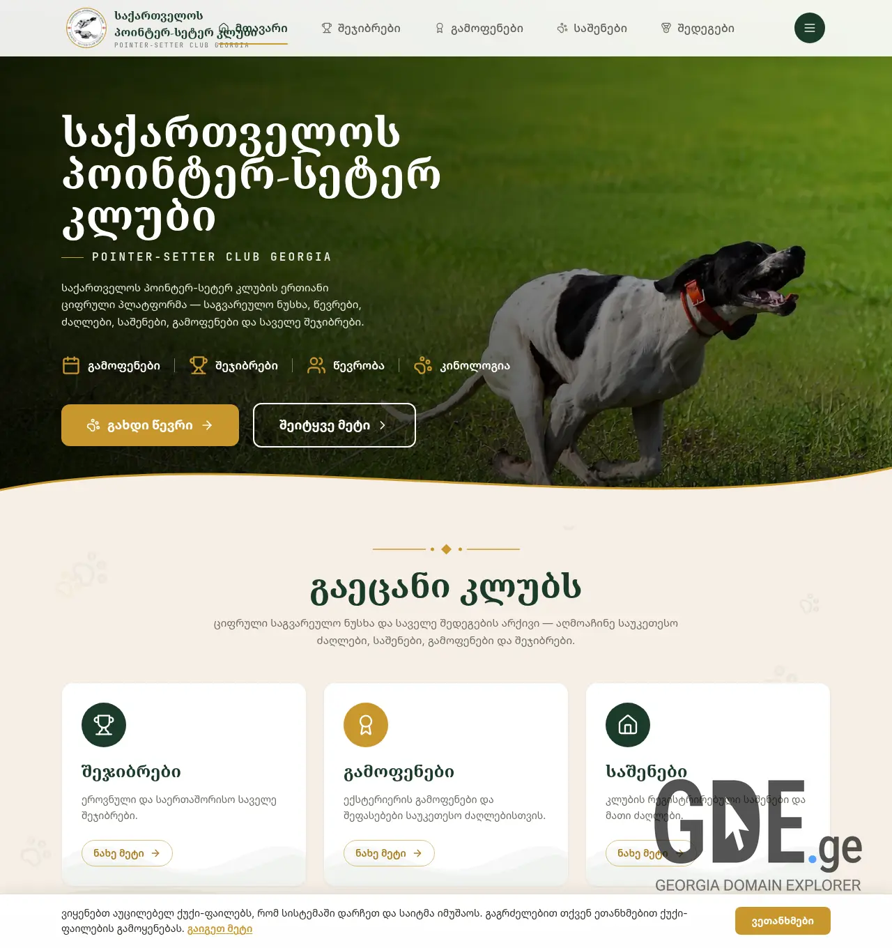 Screenshot of the site pointersetterclub.ge at 2026-07-04