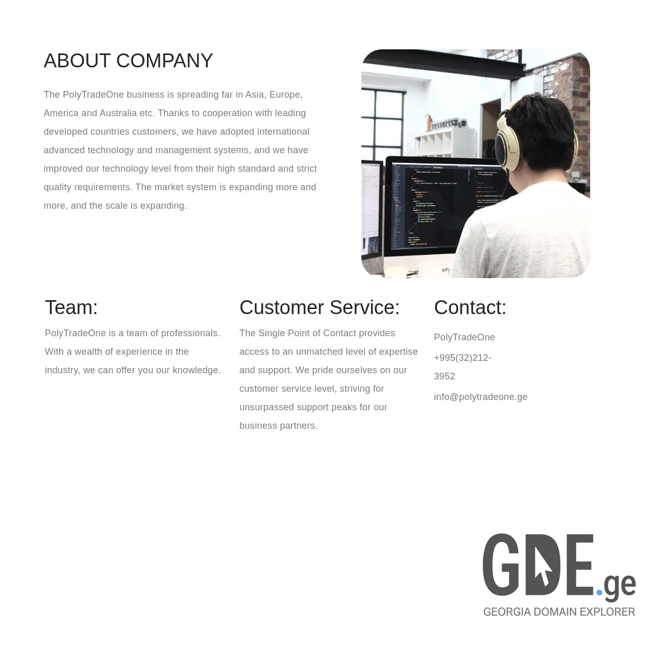 Screenshot of the site polytradeone.ge at 2026-03-28