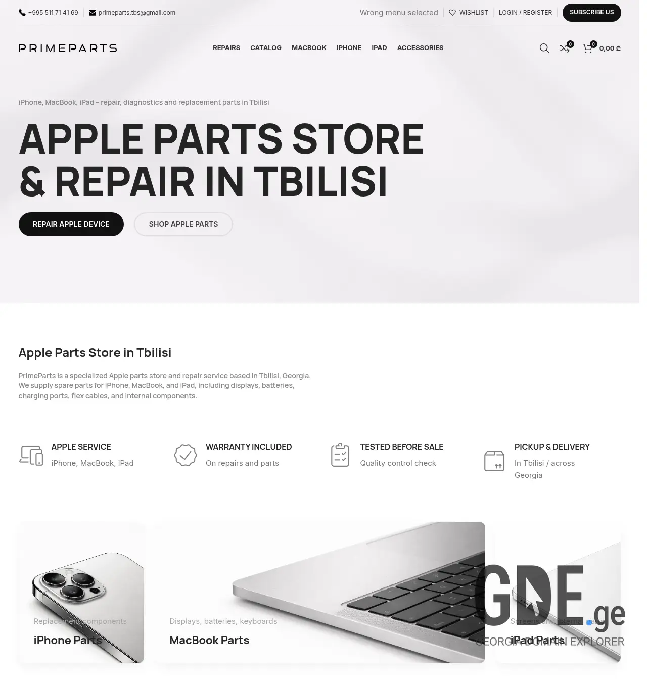 Screenshot of the site primeparts.ge at 2026-06-12