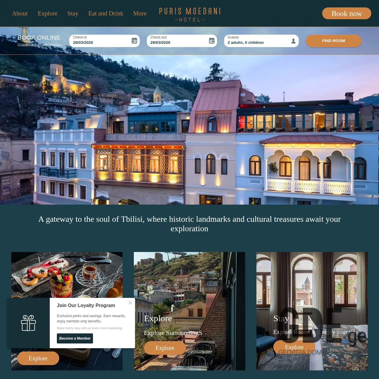 Screenshot of the site purismoedani.ge at 2026-03-27