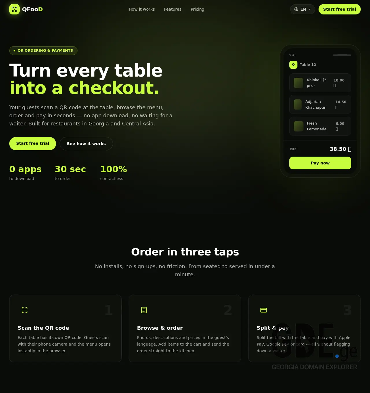 Screenshot of the site qfood.ge at 2026-06-03