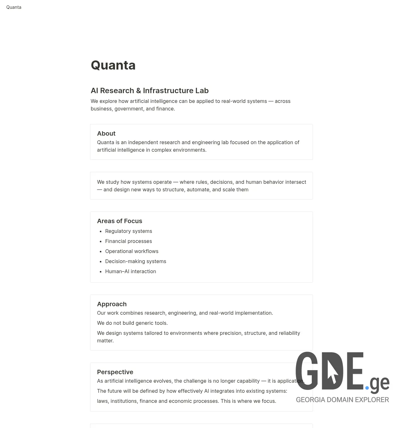 Screenshot of the site quanta.ge at 2026-04-22