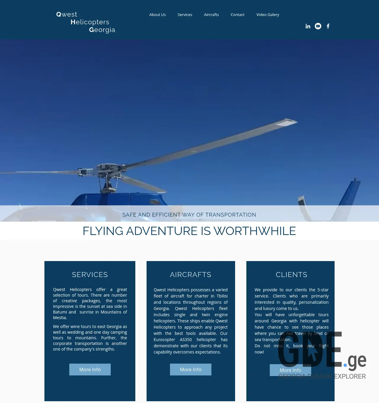 Screenshot of the site qwesthelicopters.ge at 2026-04-28