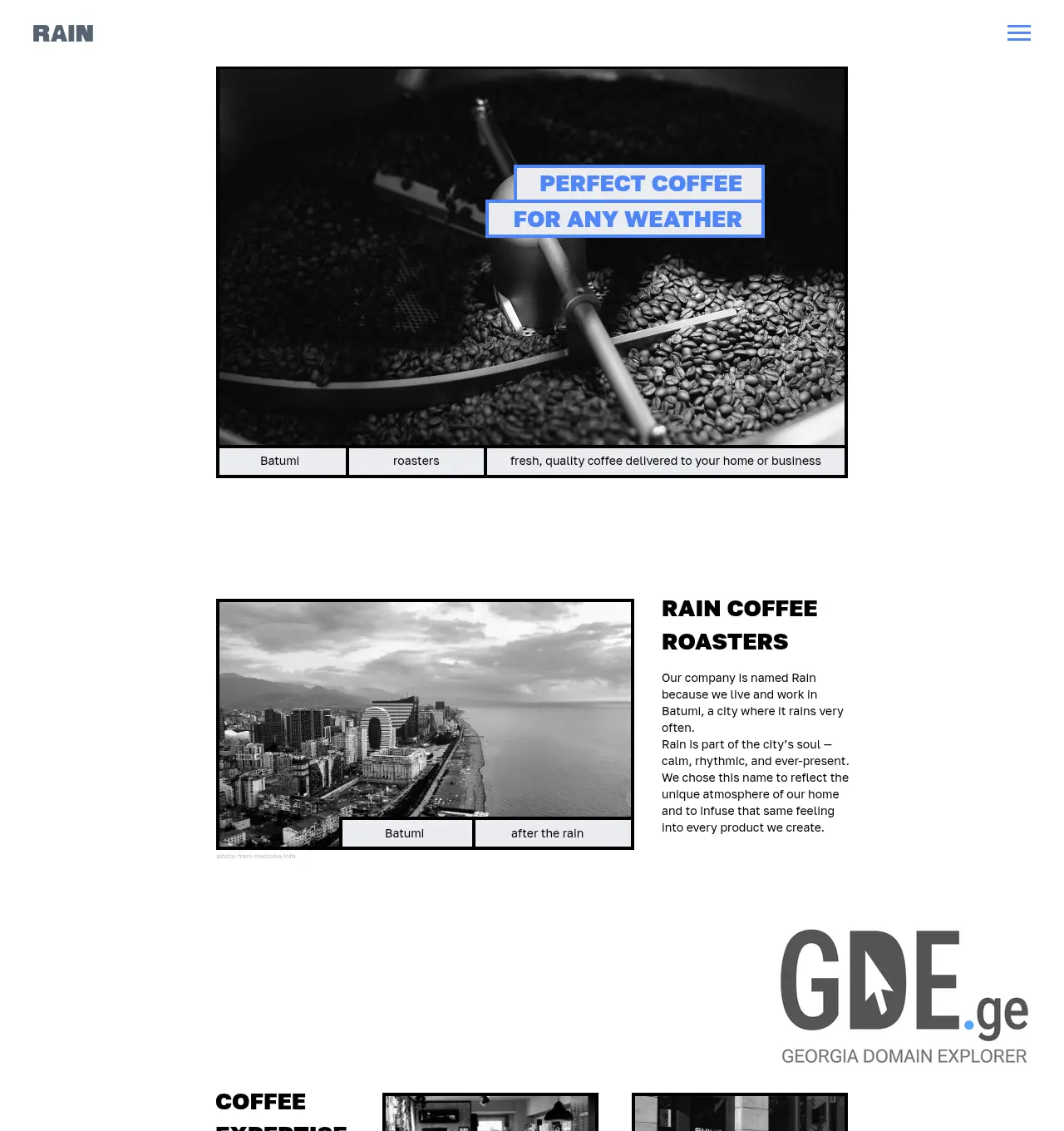Screenshot of the site raincoffee.ge at 2026-05-10