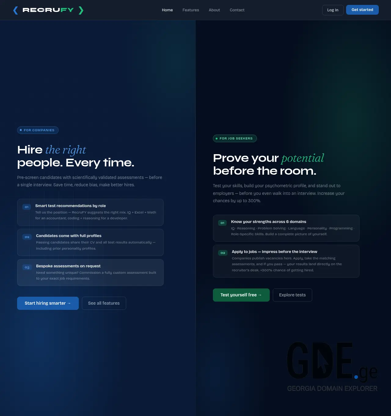 Screenshot of the site recrufy.ge at 2026-05-05