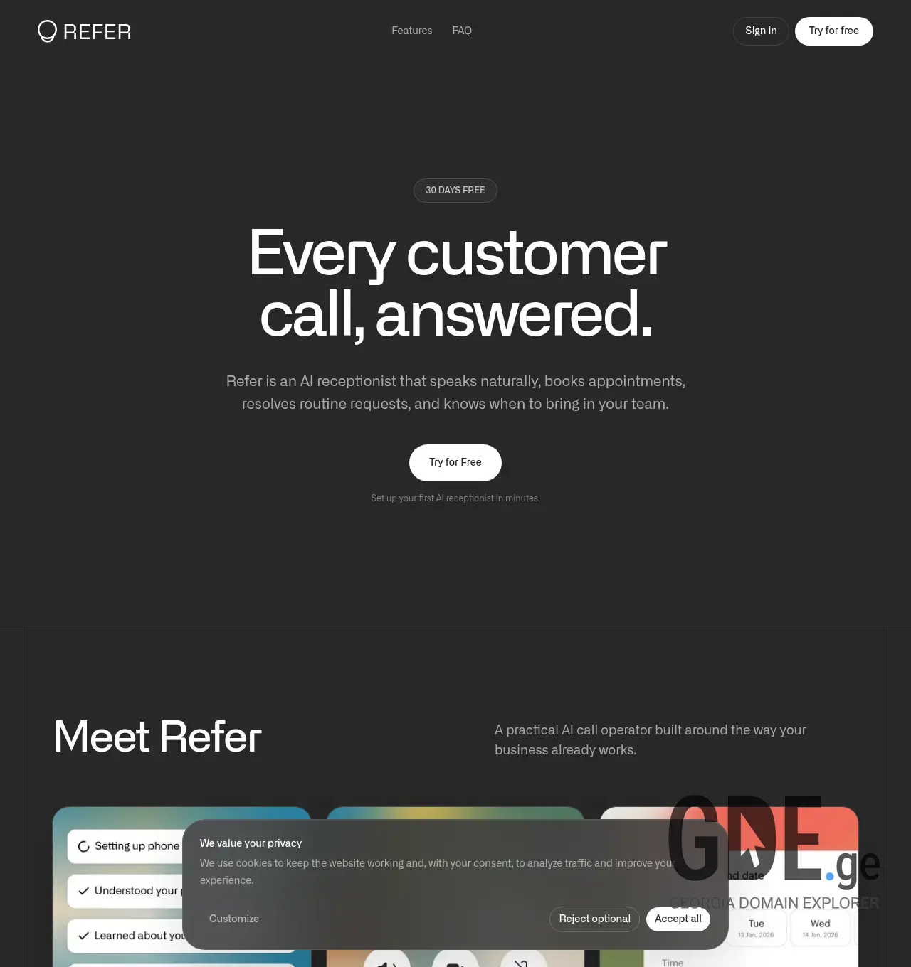 Screenshot of the site referai.ge at 2026-06-23