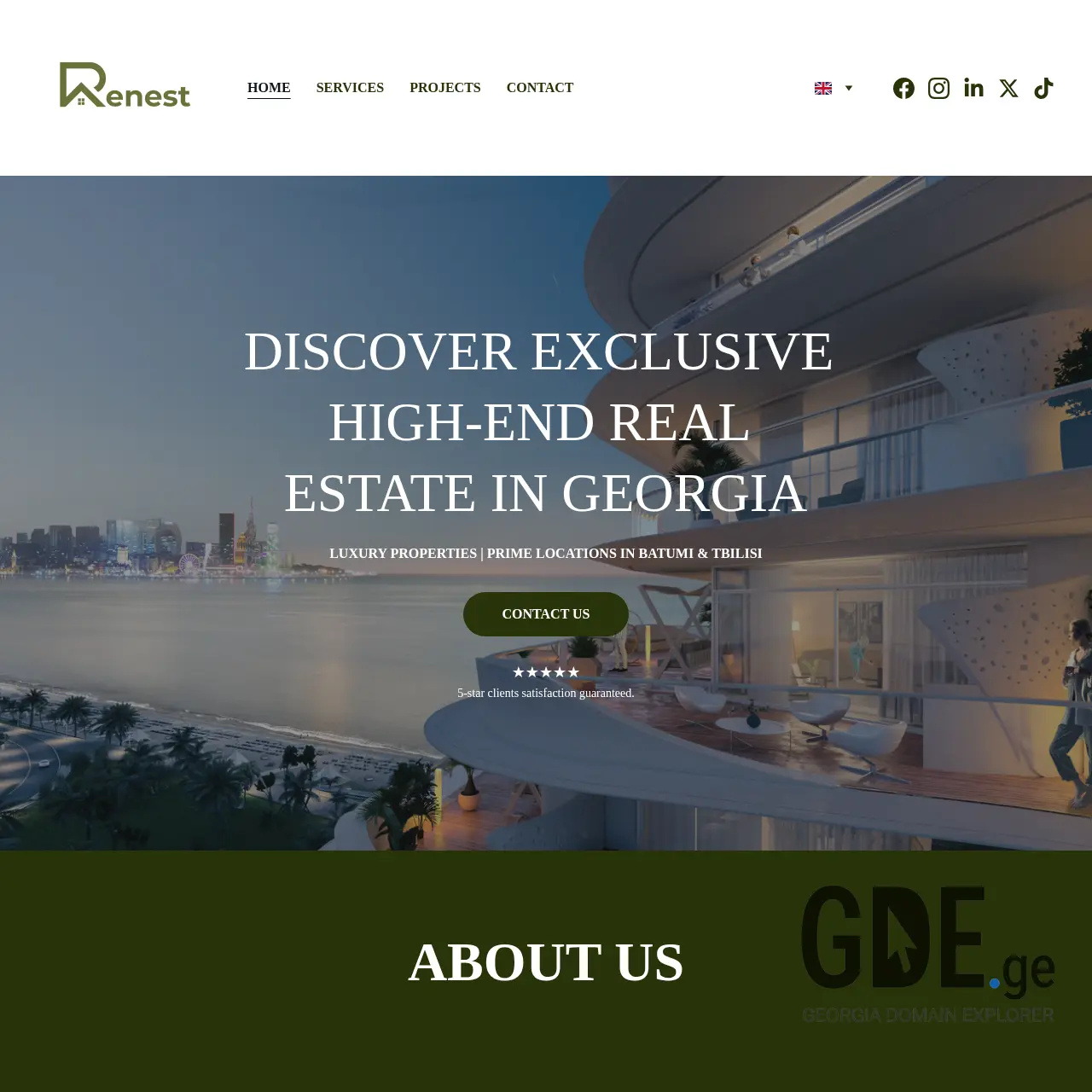 Screenshot of the site renest.ge at 2026-03-27