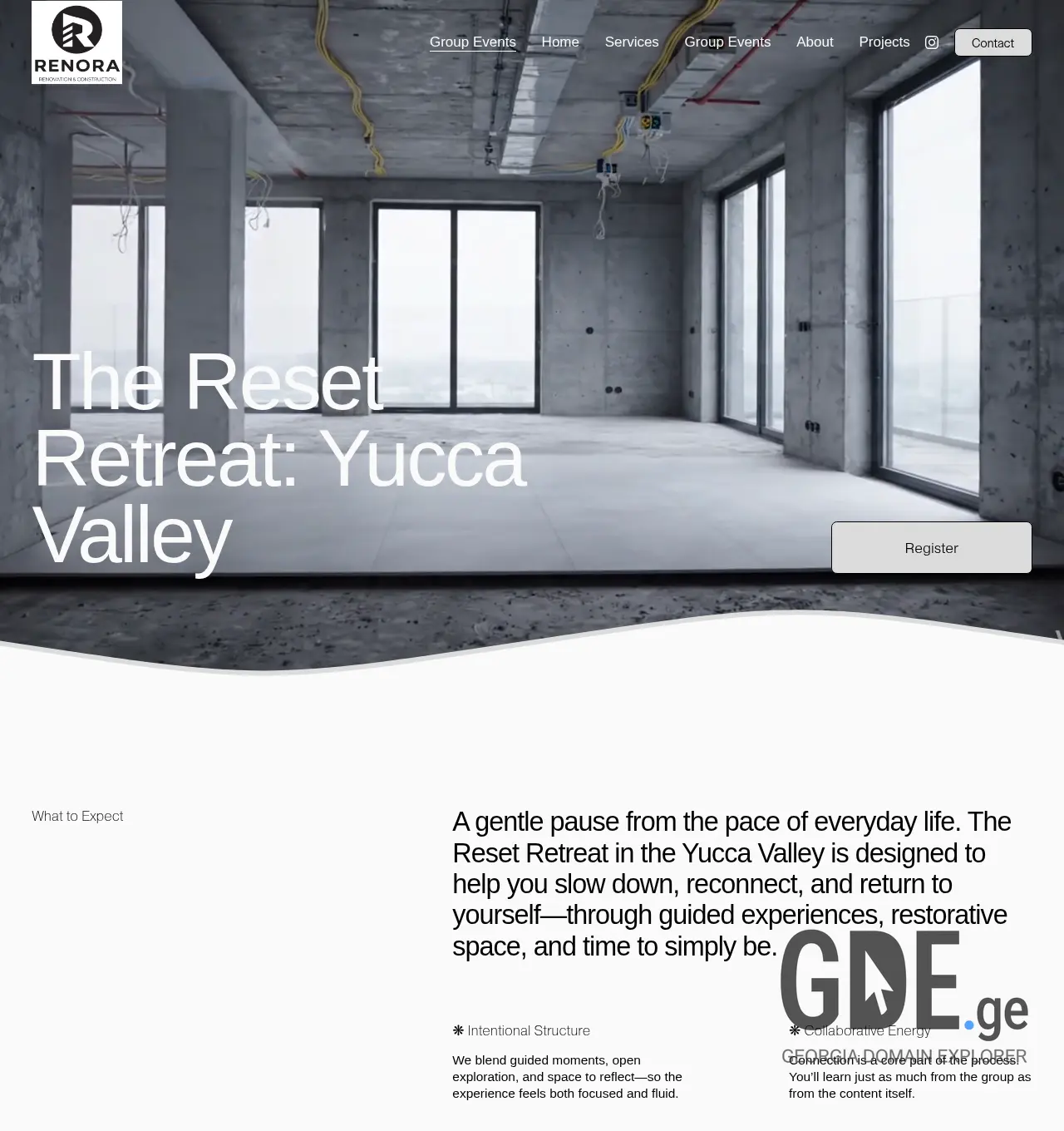 Screenshot of the site renora.ge at 2026-04-19