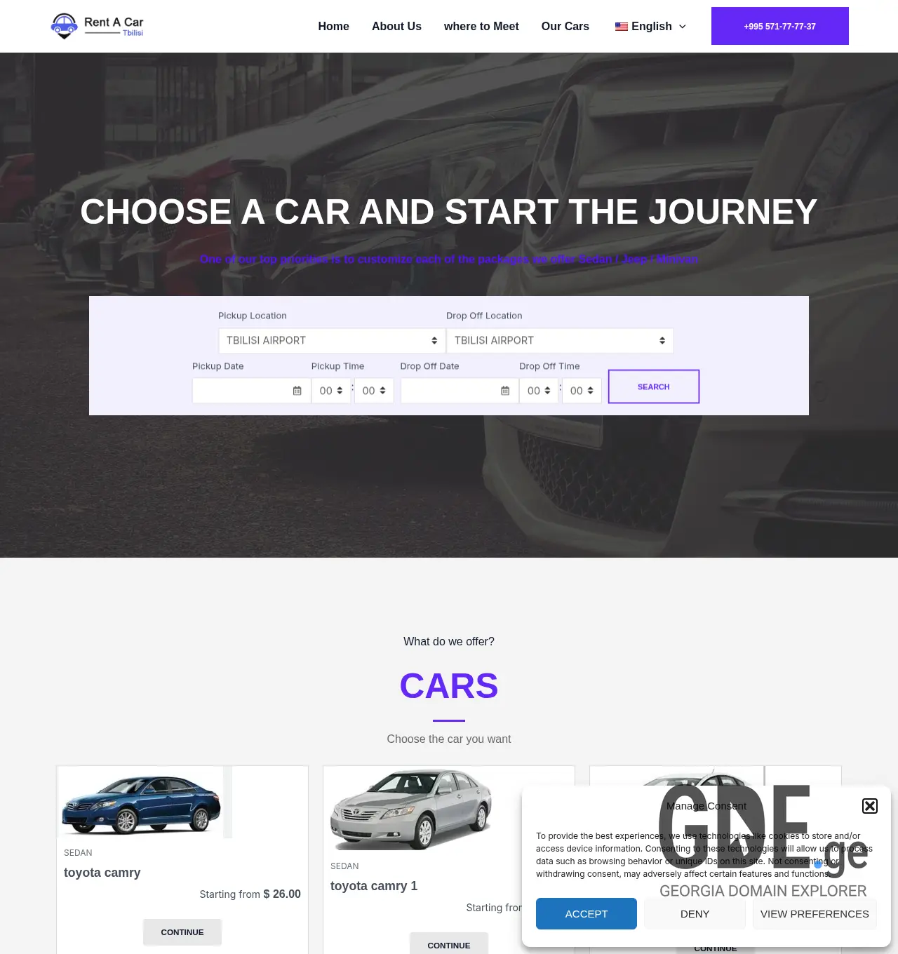 Screenshot of the site rentacartbilisi.ge at 2026-07-27