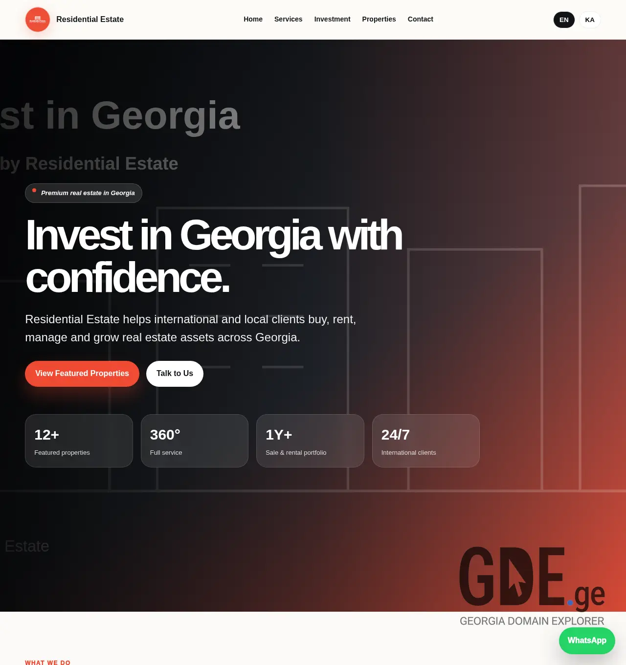 Screenshot of the site residentialestate.ge at 2026-06-25
