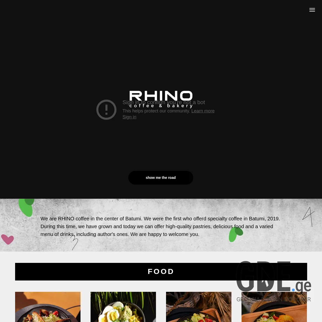 Screenshot of the site rhinocoffee.ge at 2026-03-27