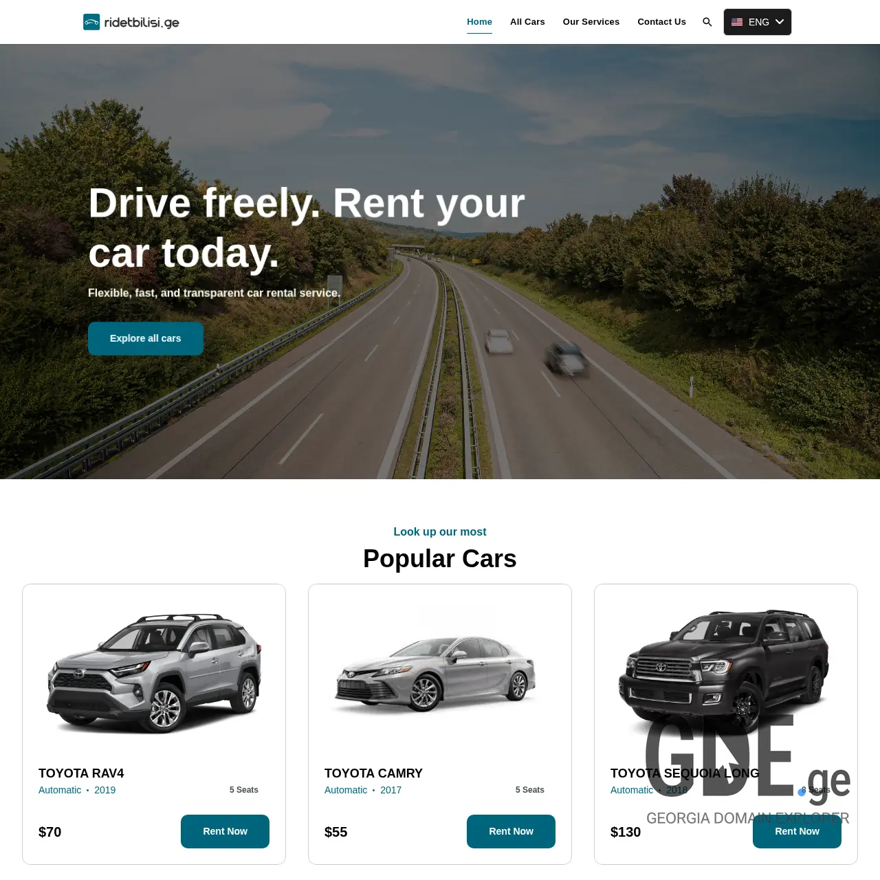 Screenshot of the site ridetbilisi.ge at 2026-03-26