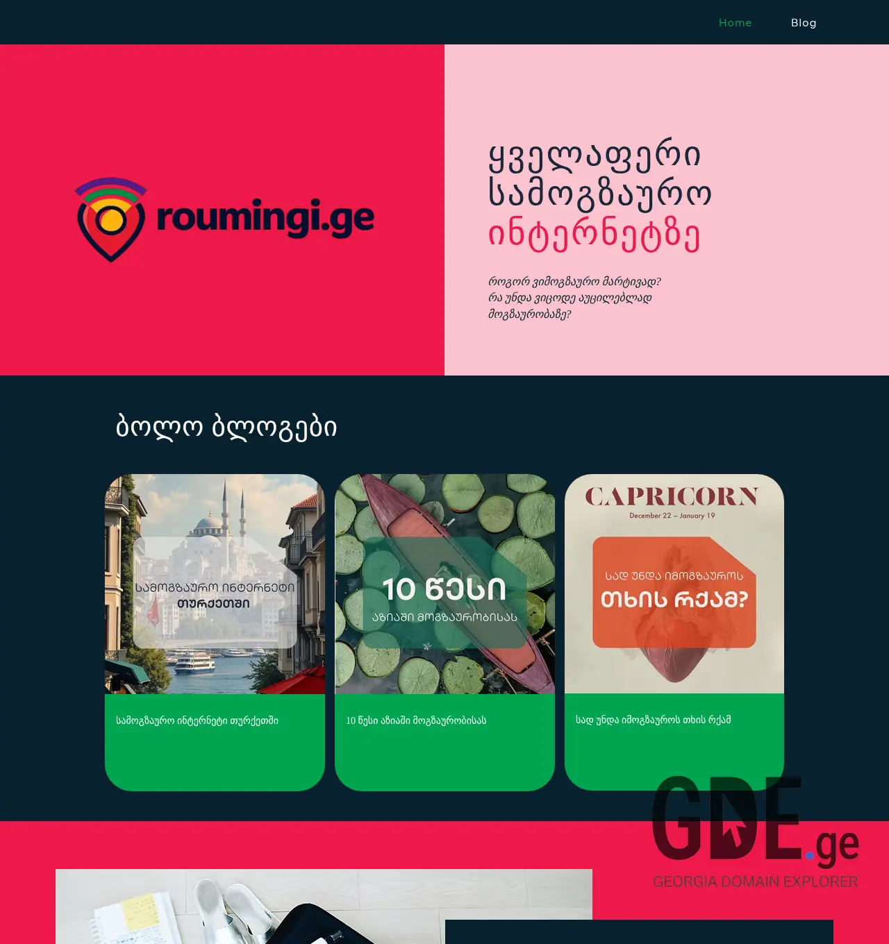 Screenshot of the site roamingi.ge at 2026-04-18