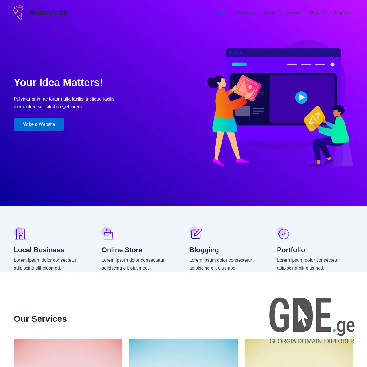Screenshot of the site ronnys.ge at 2026-03-26