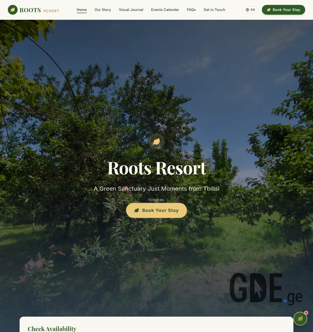 Screenshot of the site rootsresort.ge at 2026-06-24