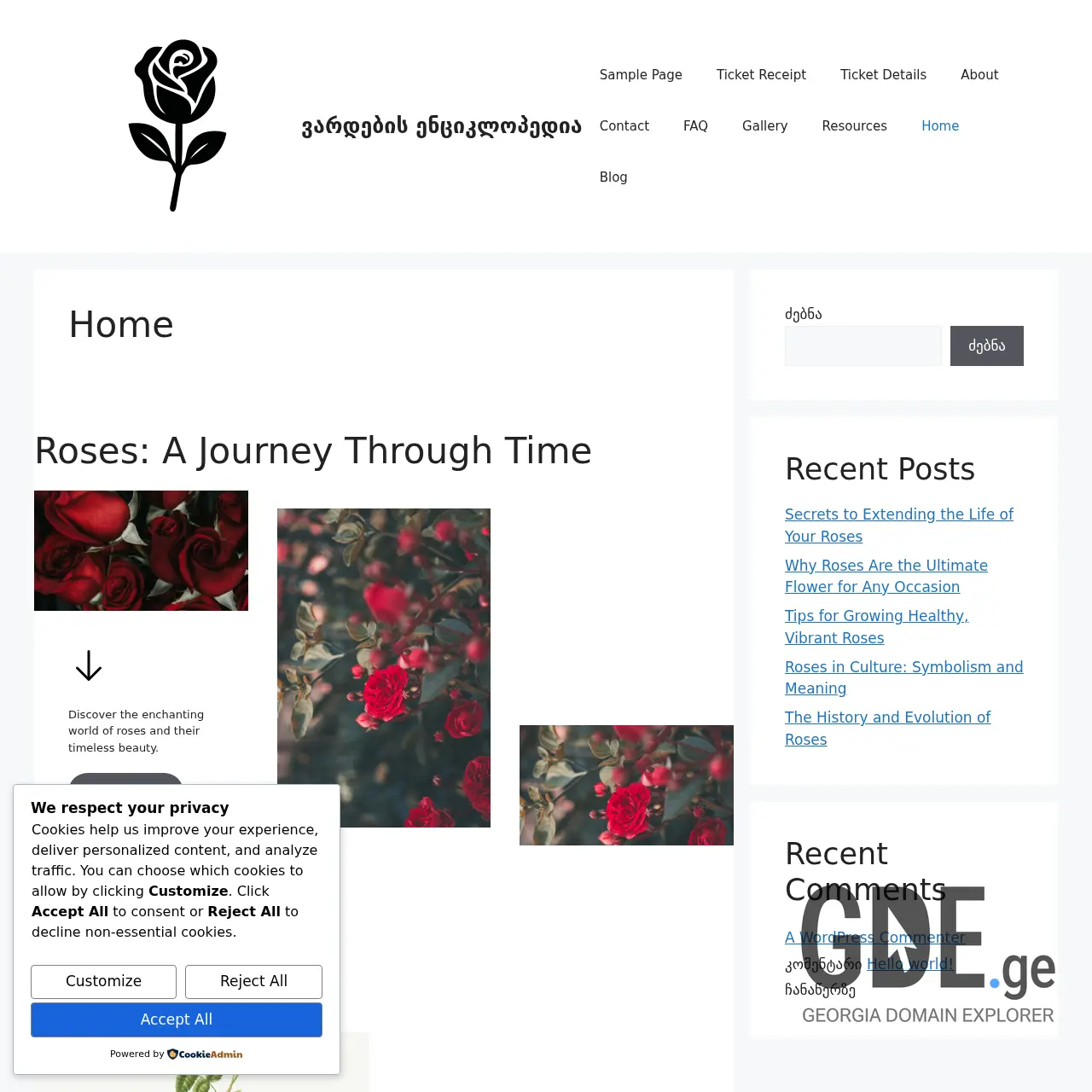 Screenshot of the site rosebook.ge at 2026-03-01