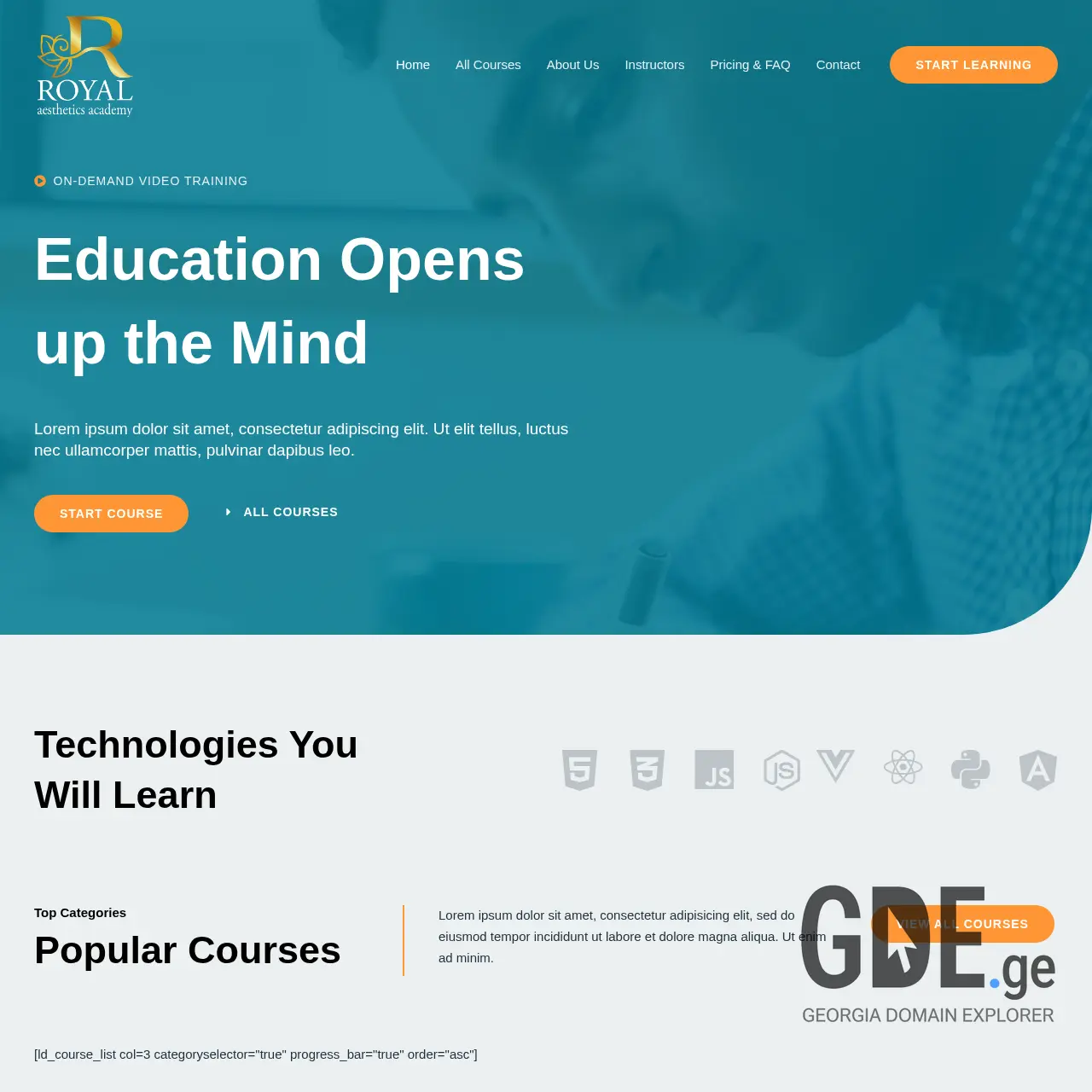 Screenshot of the site royal-academy.ge at 2026-03-20