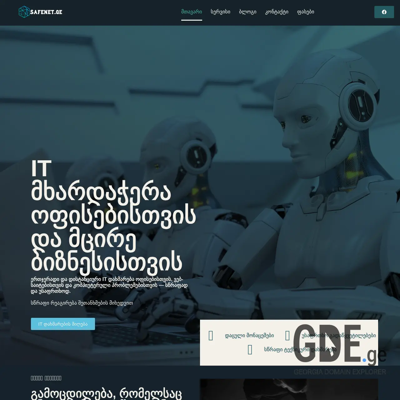 Screenshot of the site safenet.ge at 2026-03-01