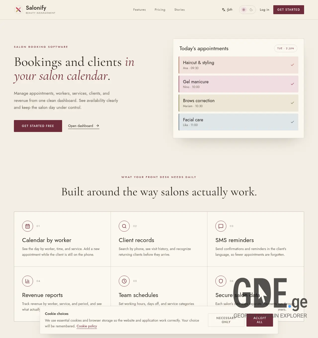 Screenshot of the site salonify.ge at 2026-06-06