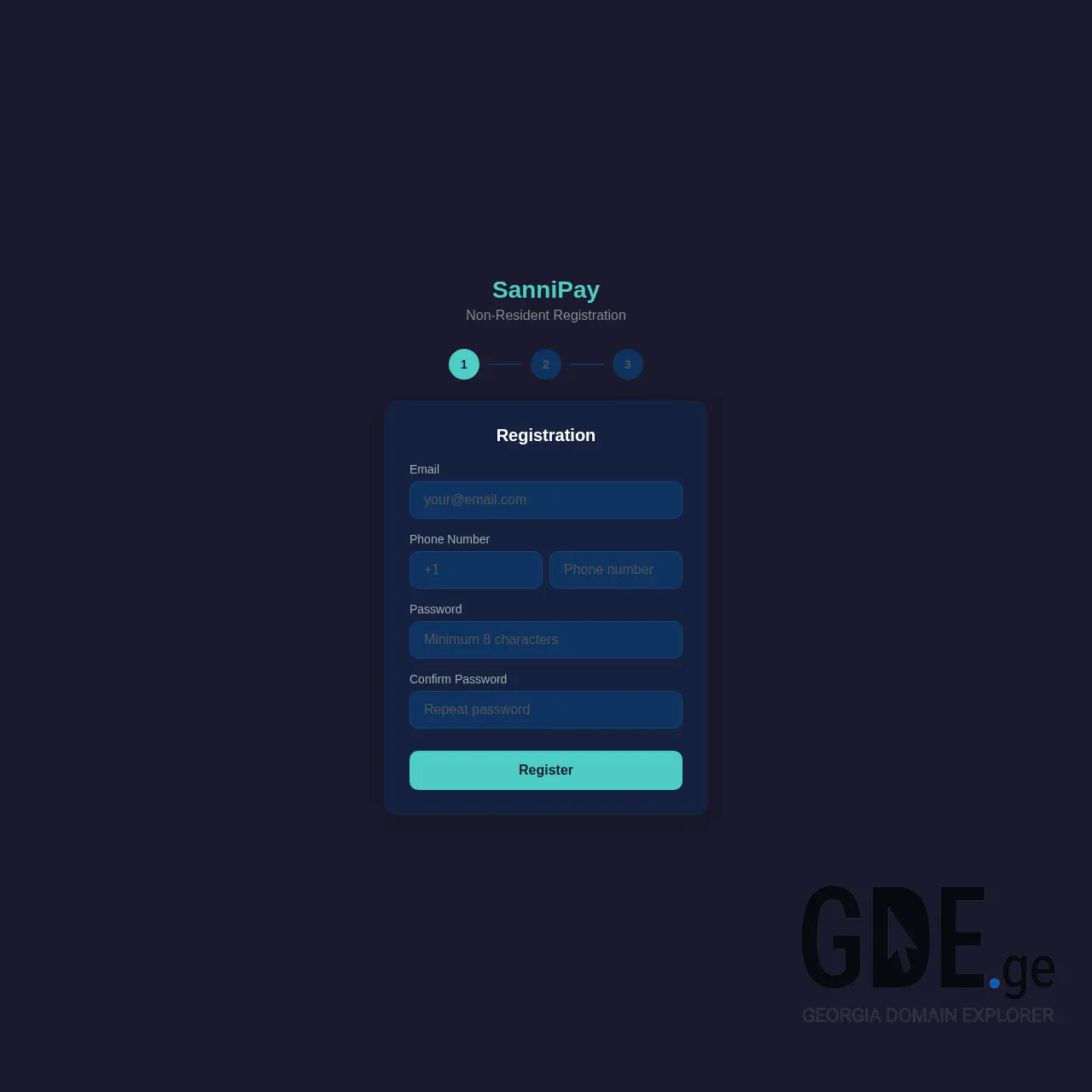 Screenshot of the site sannipay.ge at 2026-03-17
