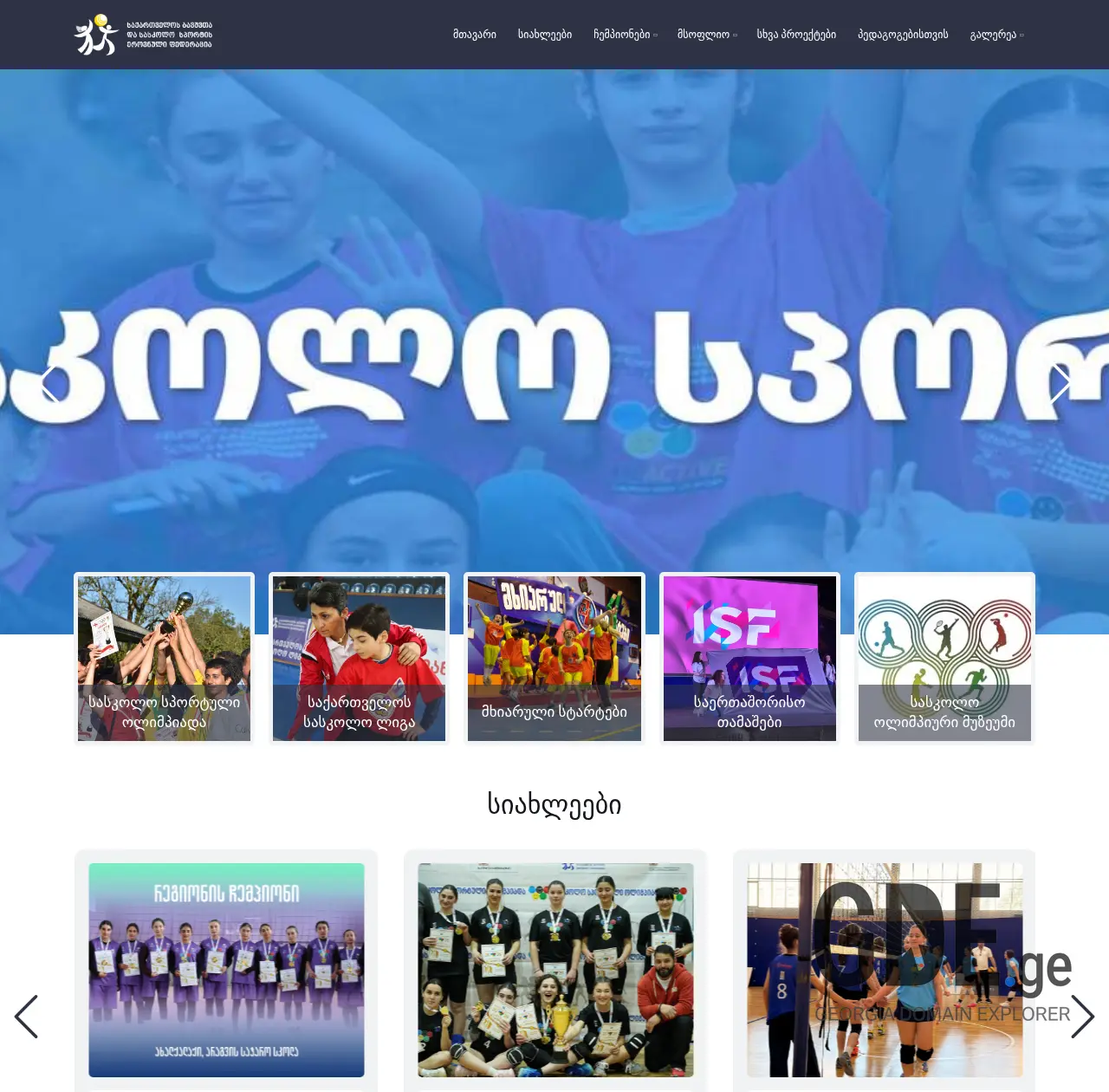 Screenshot of the site schoolsport.ge at 2026-03-01
