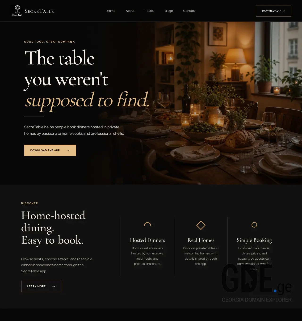 Screenshot of the site secretable.ge at 2026-06-17
