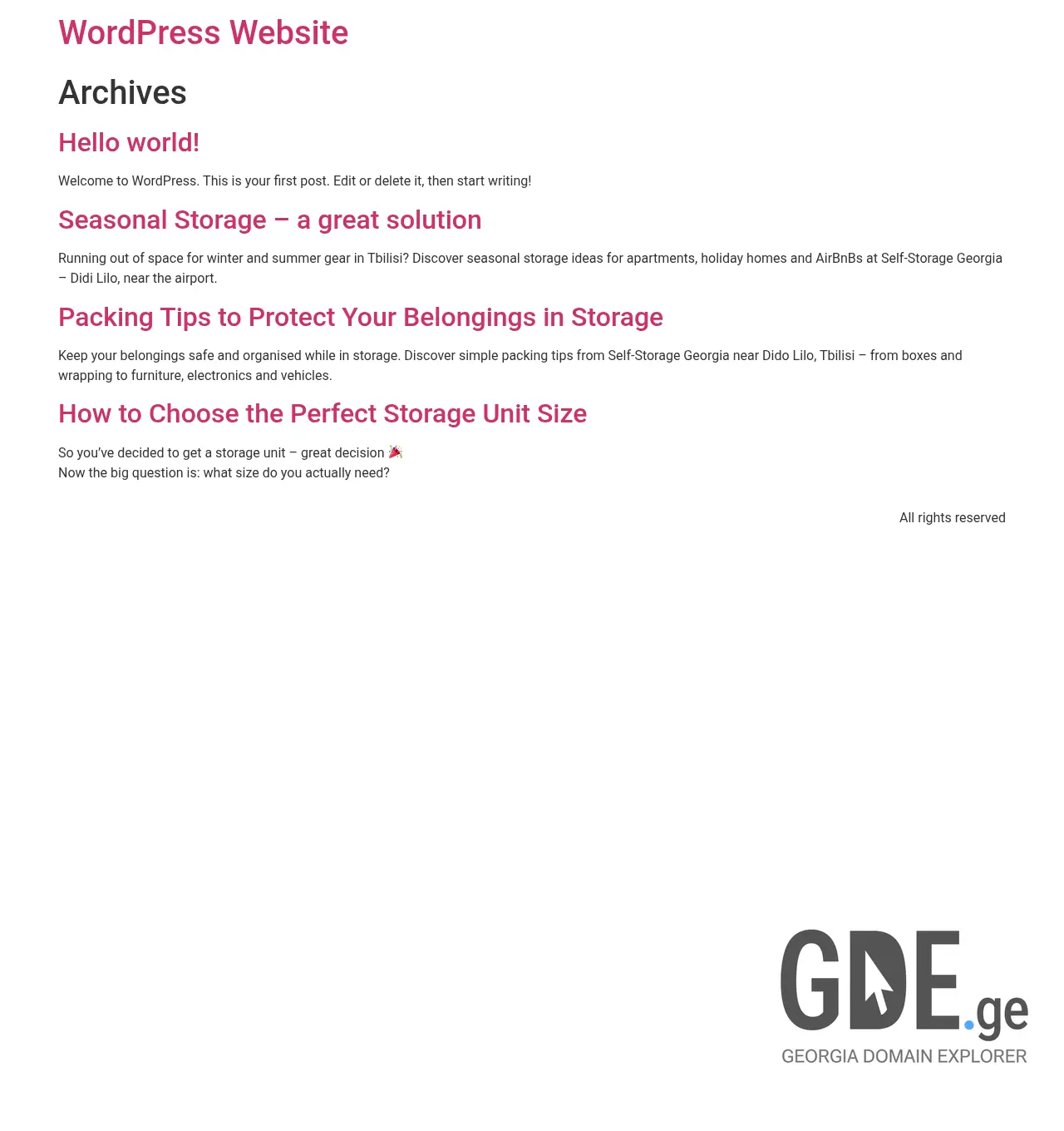 Screenshot of the site self-storage-georgia.ge at 2026-04-09