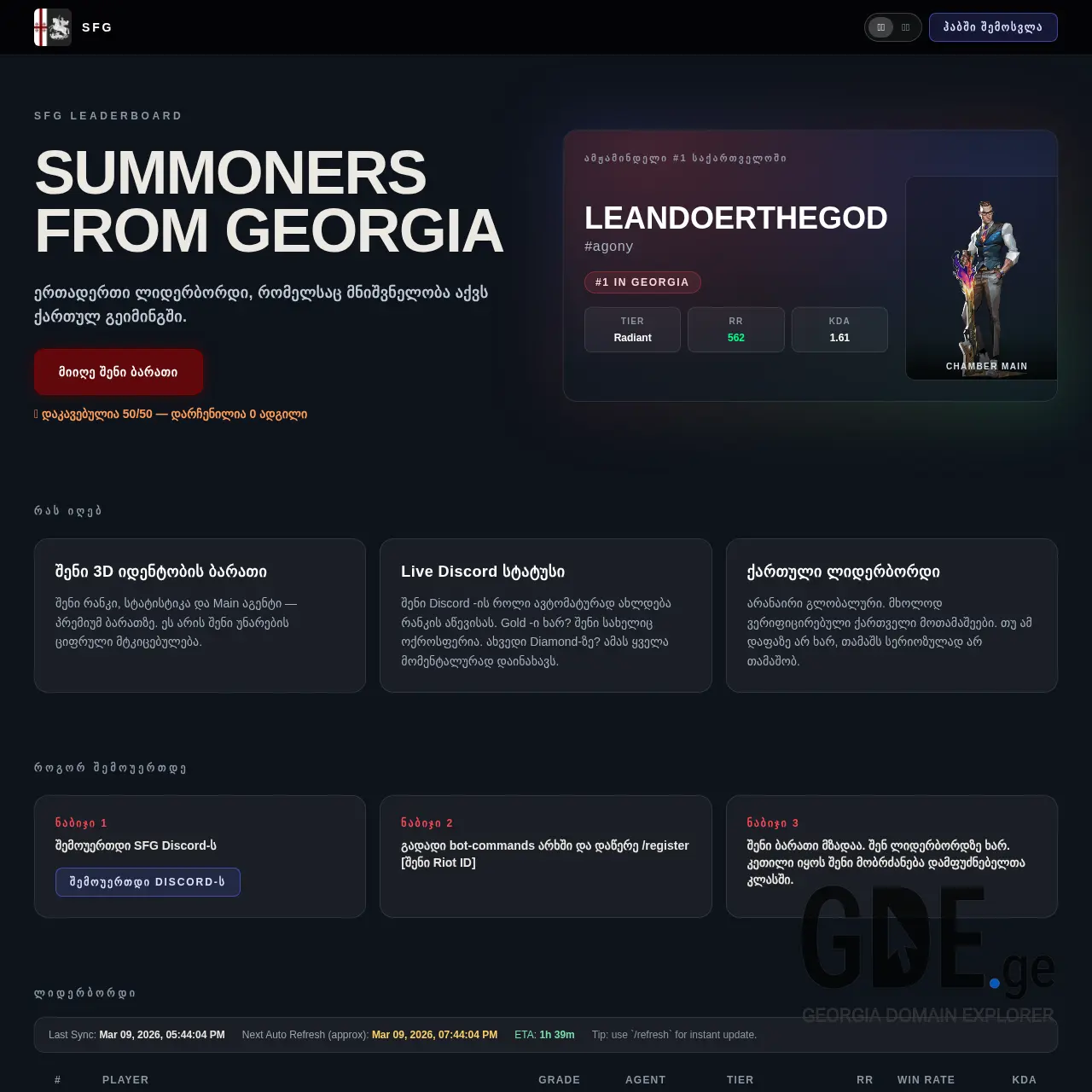 Screenshot of the site sfg.ge at 2026-03-09