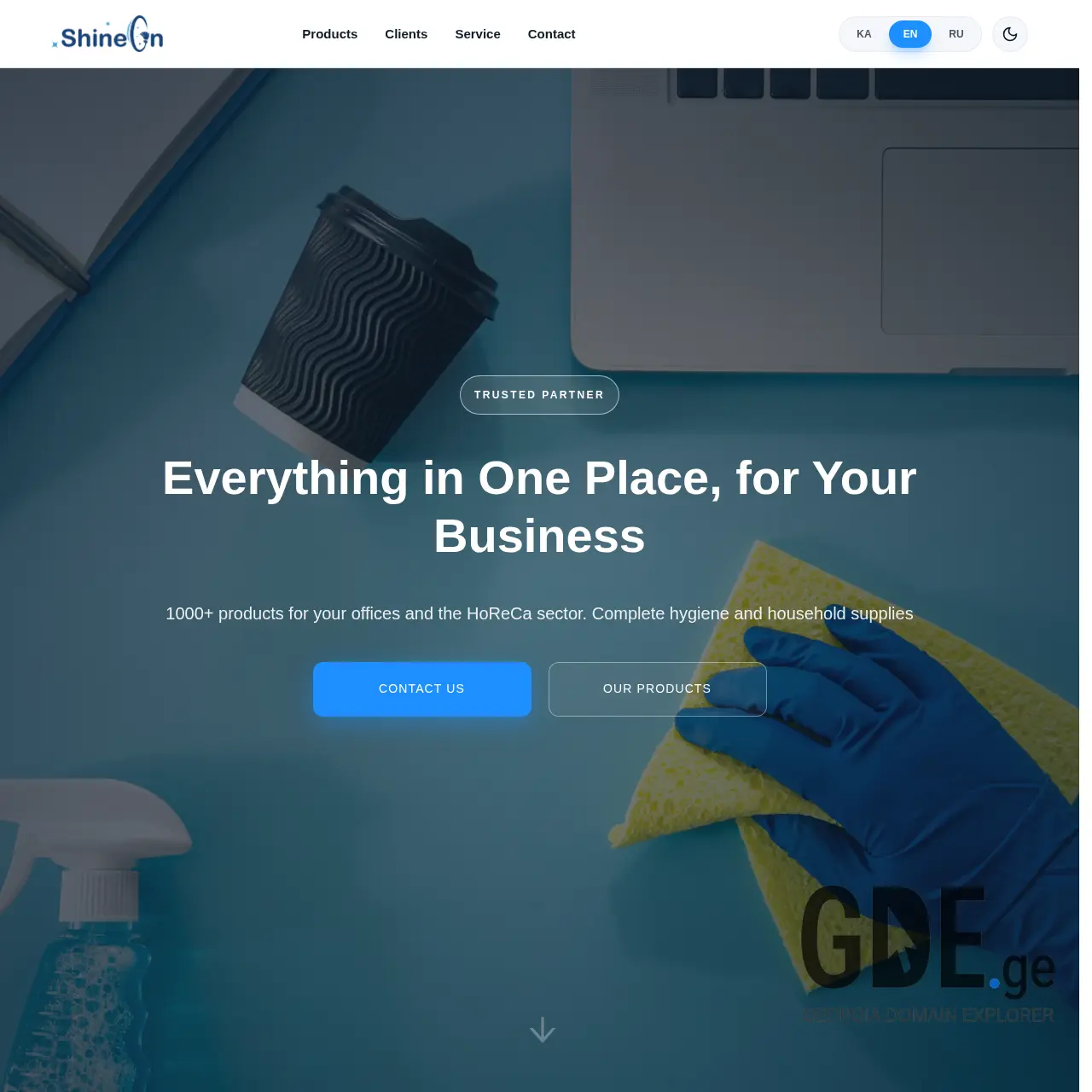 Screenshot of the site shineon.ge at 2026-04-03