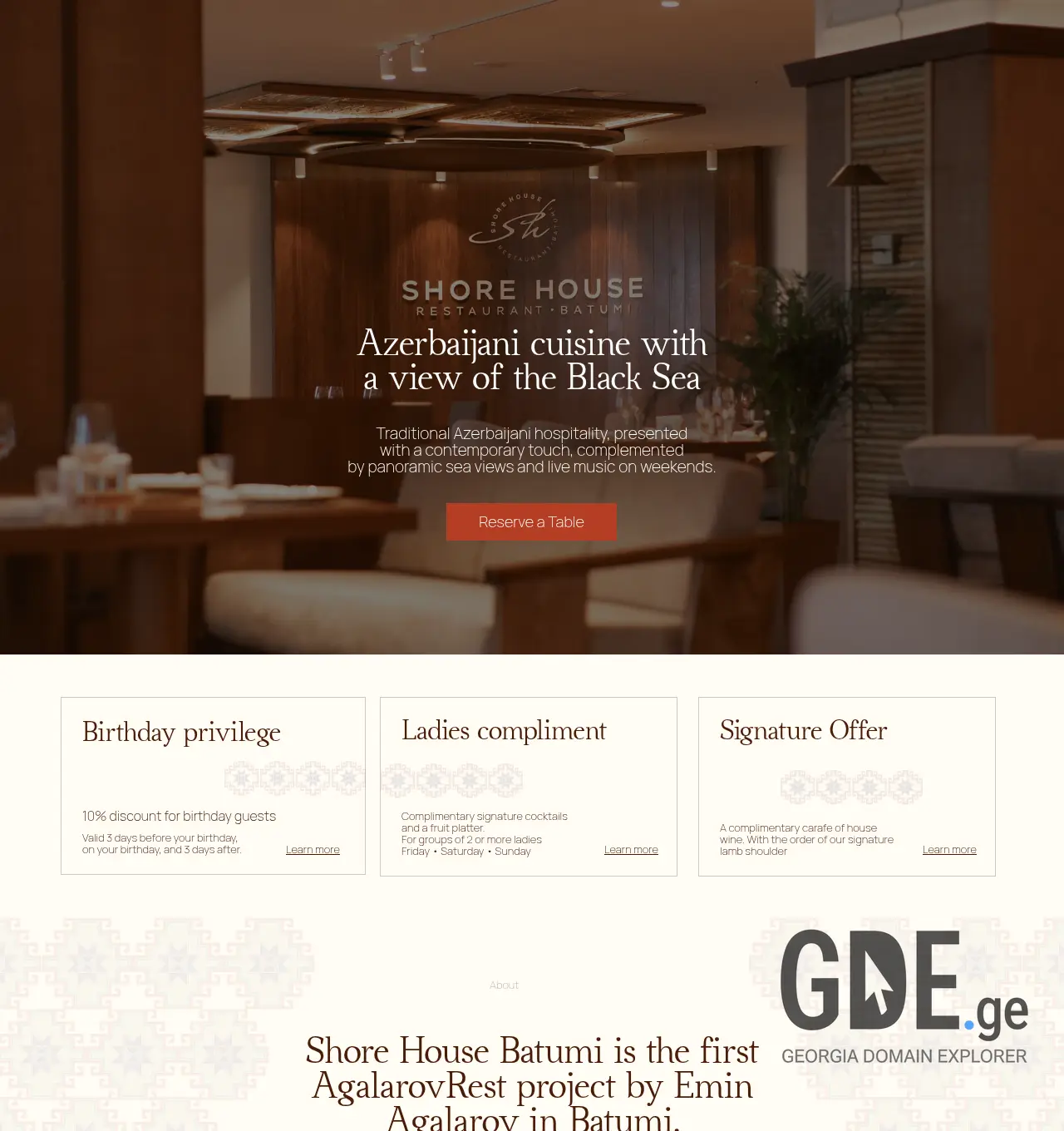 Screenshot of the site shore-house.ge at 2026-06-23