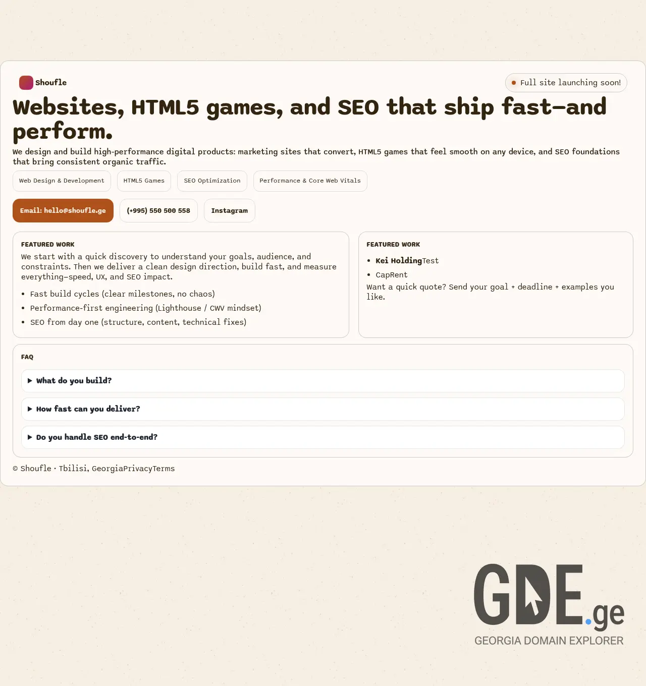 Screenshot of the site shoufle.ge at 2026-07-06