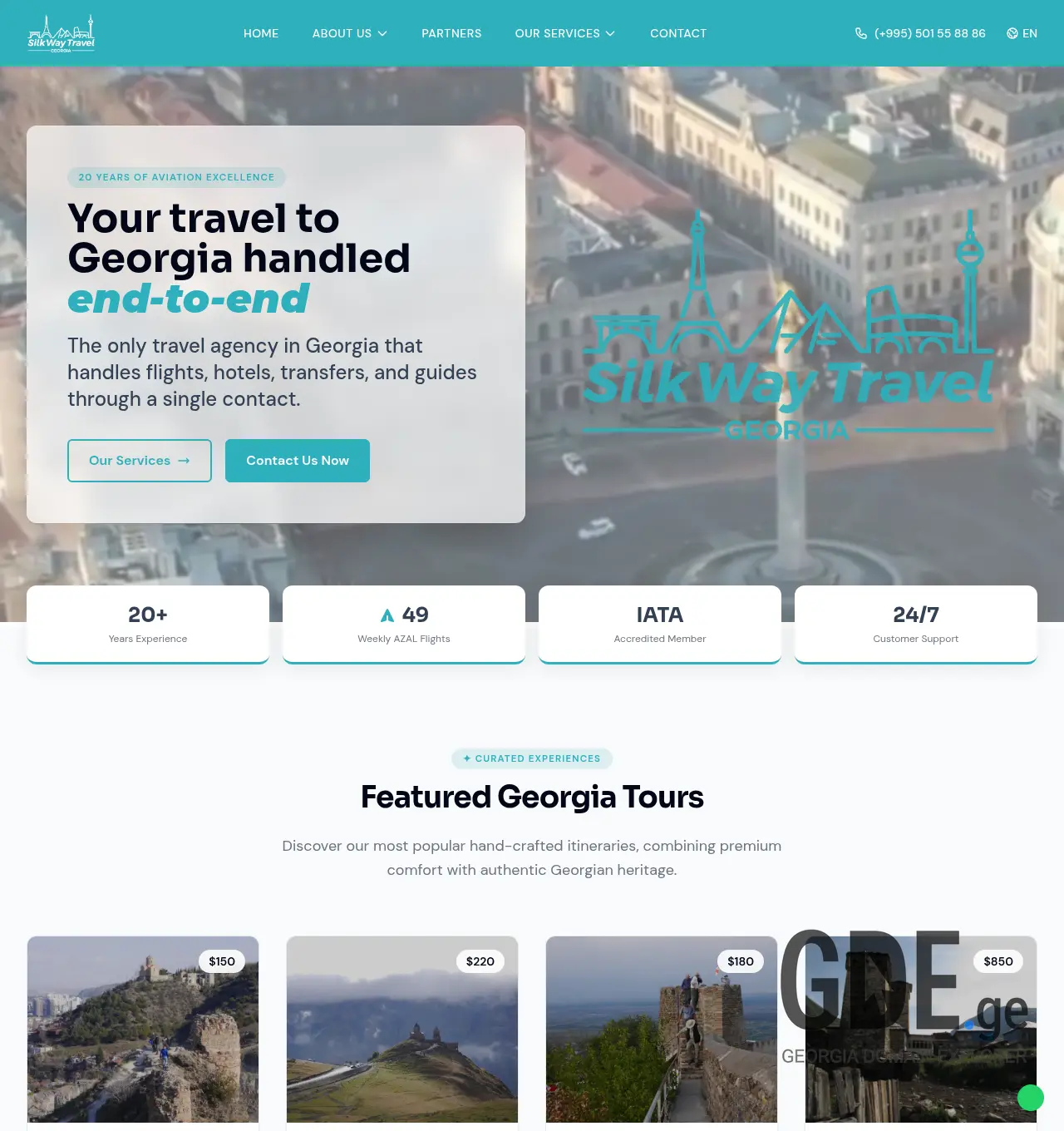 Screenshot of the site silkwaytravel.ge at 2026-07-27