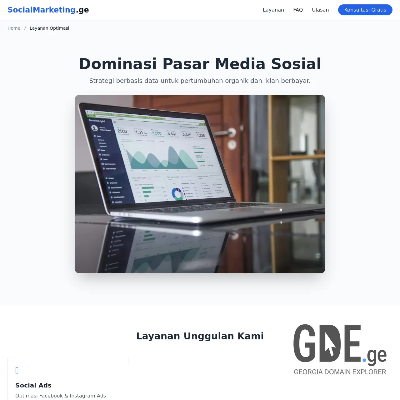 Screenshot of the site socialmarketing.ge at 2026-03-27