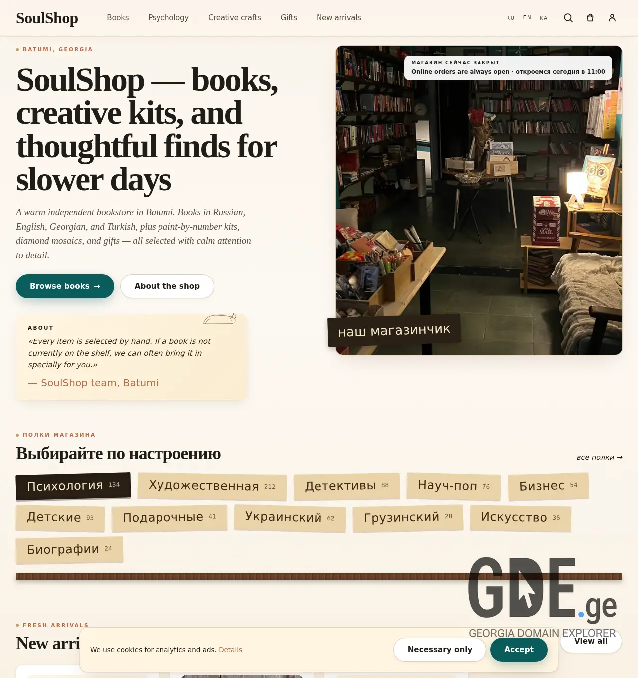 Screenshot of the site soulshop.ge at 2026-07-06