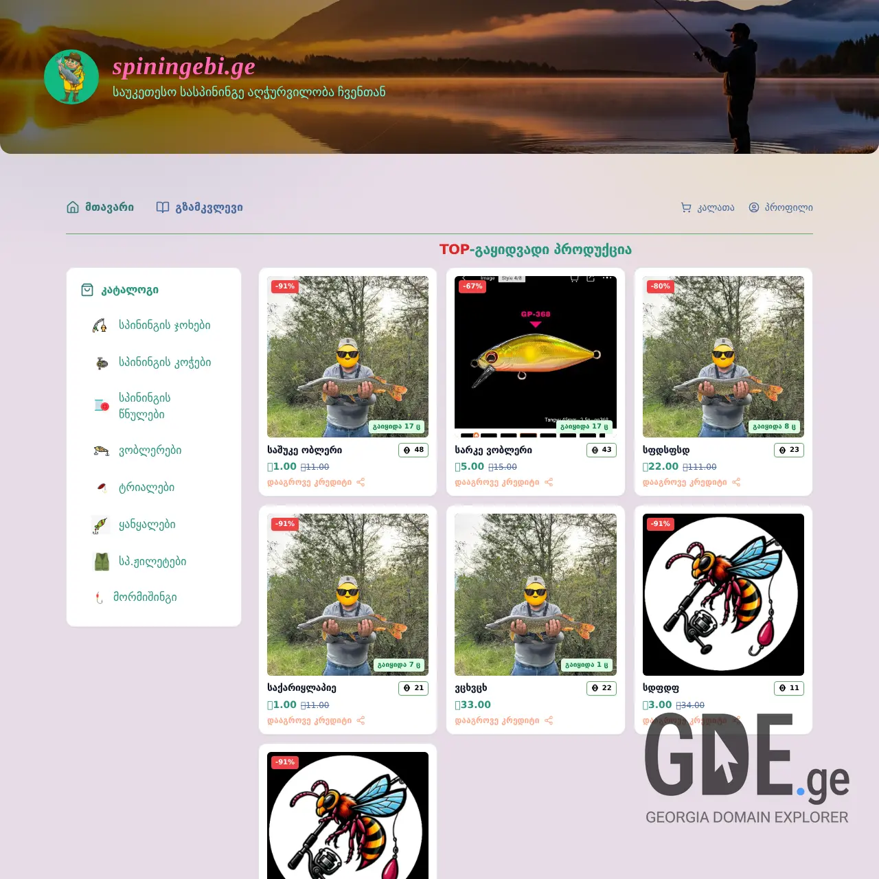 Screenshot of the site spiningebi.ge at 2026-03-07