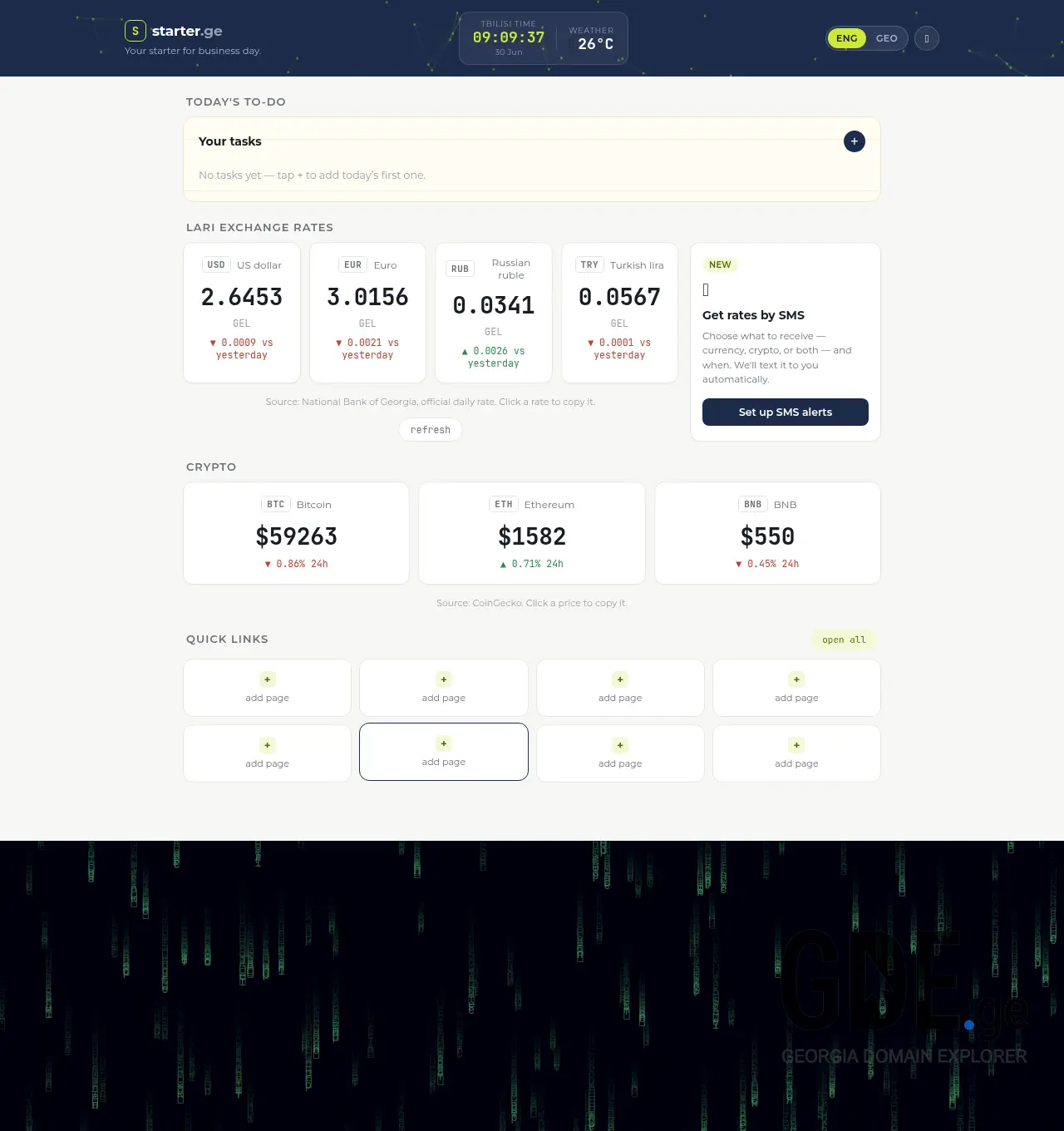 Screenshot of the site starter.ge at 2026-06-30