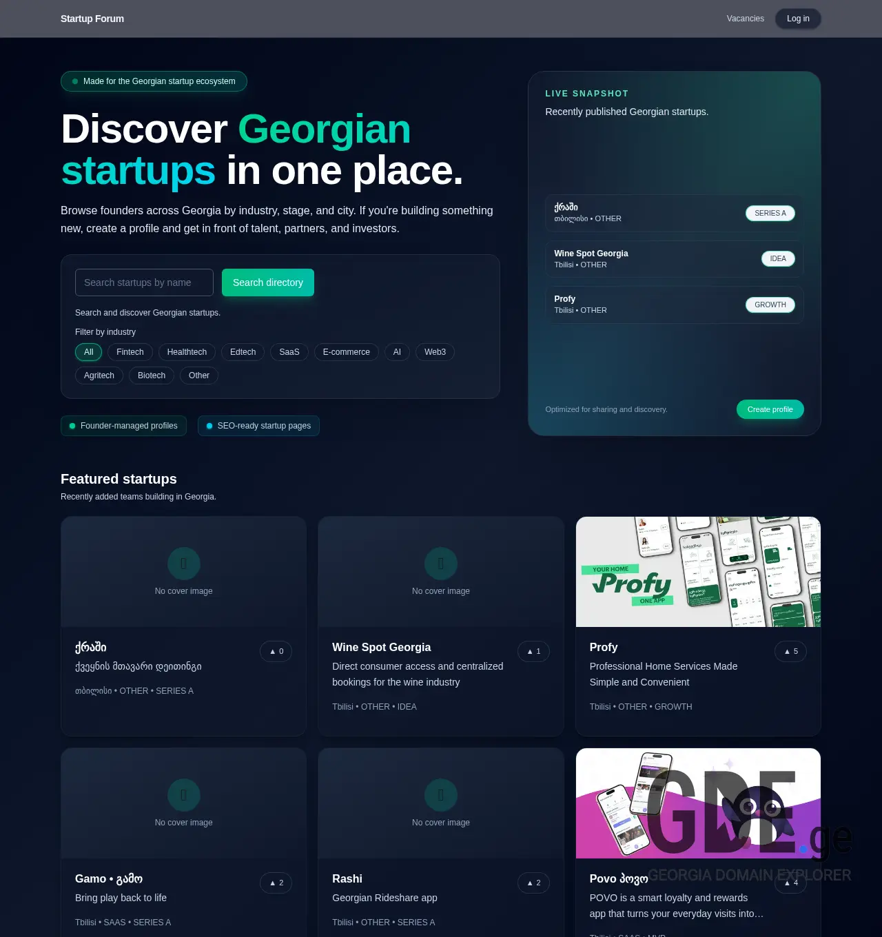 Screenshot of the site startuplab.ge at 2026-07-13