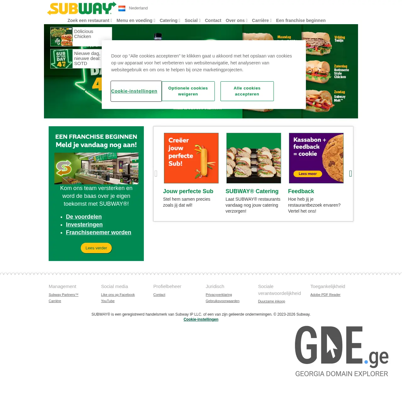 Screenshot of the site subway-franchise.ge at 2026-03-27