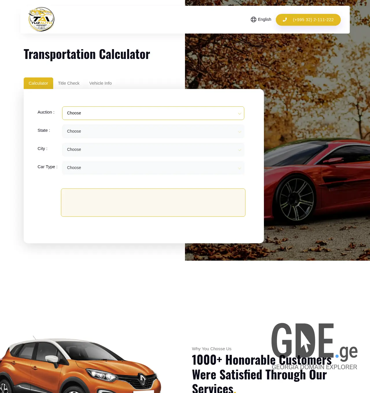 Screenshot of the site tai-import.ge at 2026-04-28
