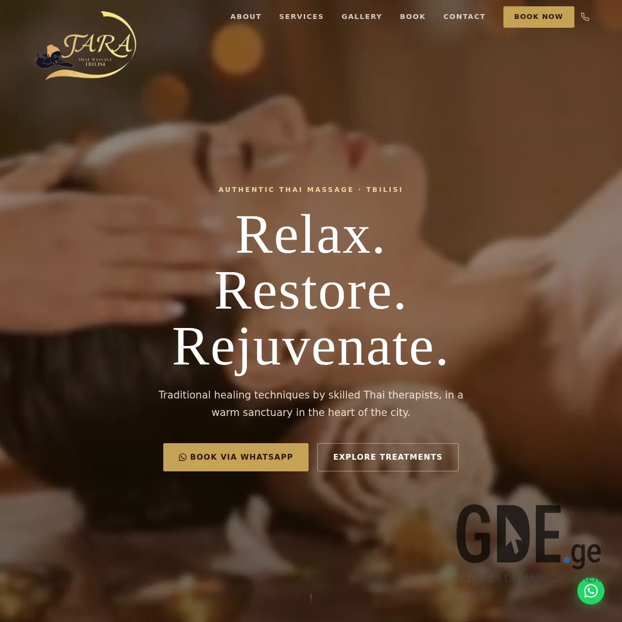 Screenshot of the site taramassage.ge at 2026-03-18